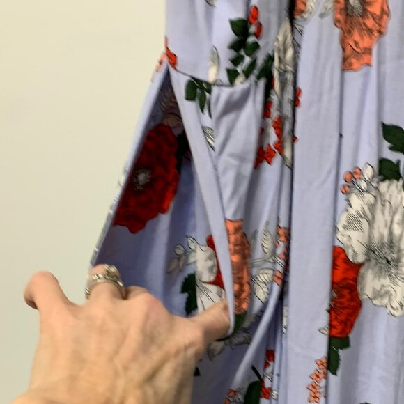 Torrid Sleeveless Light Blue Floral Challis Mini Dress Size 1 - Picture 8 of 10